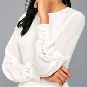 Lulu’s Sadie May Sz Small White Long Sleeve Dress